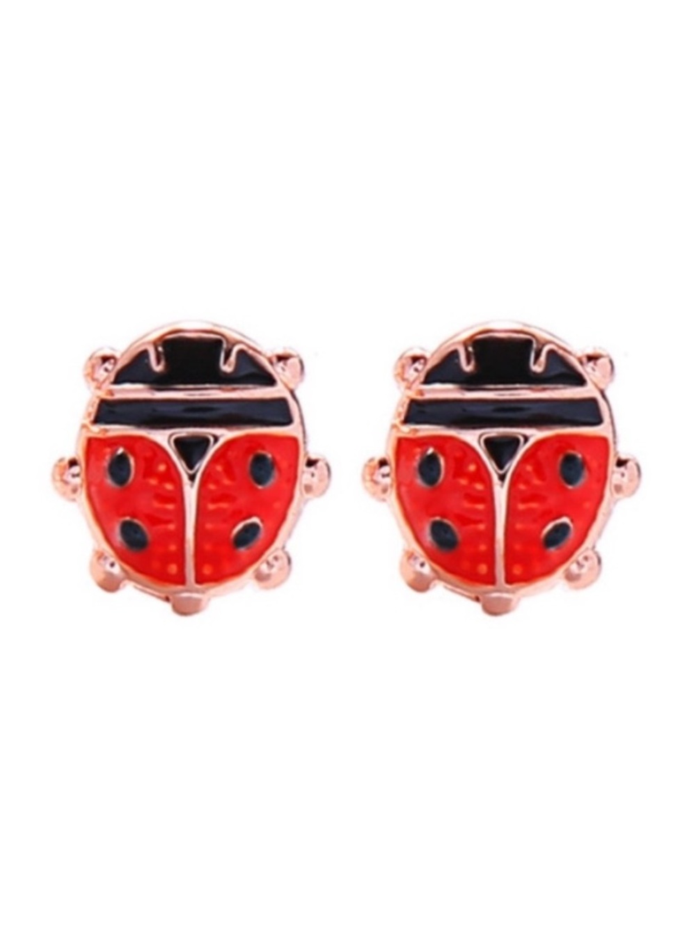 BOUTIQUE Cute Ladybug Dainty Minimalist Stud Post Earrings - Picture 1 of 7